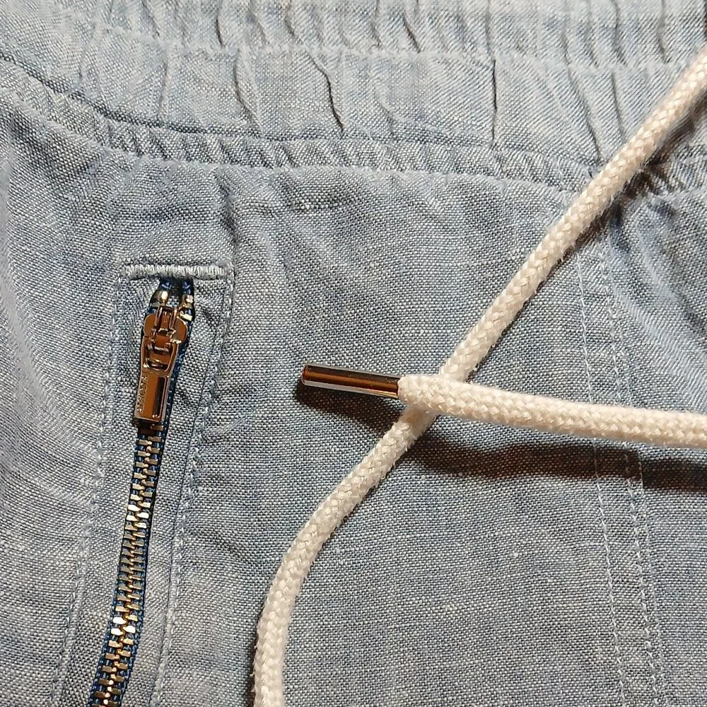 Athleta Cabo 100% Linen Wide Leg Pant Pale Blue Pockets Comfort -Like New - Picture 7 of 9